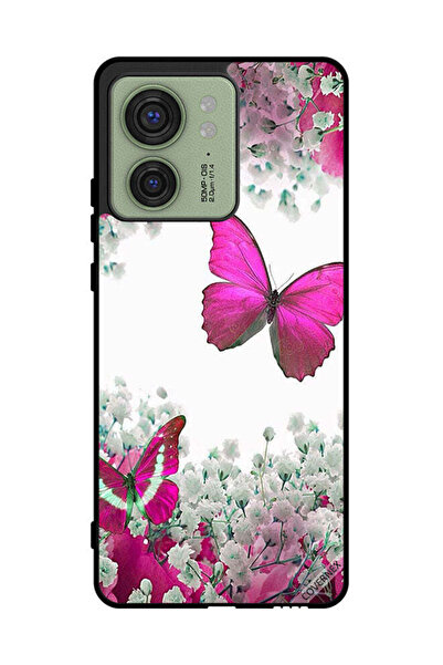 Covernex غطاء حماية لهاتف موتورولا إيدج 40 - فراشات جميلة وورود صغيرة