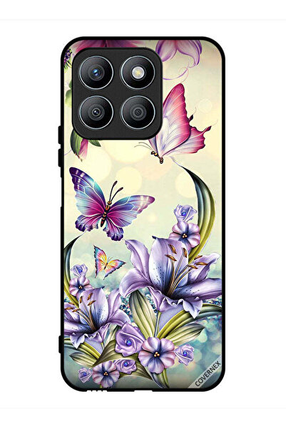Covernex غطاء حماية لهاتف Honor X8b بنقشة زهور أرجوانية وفراشات