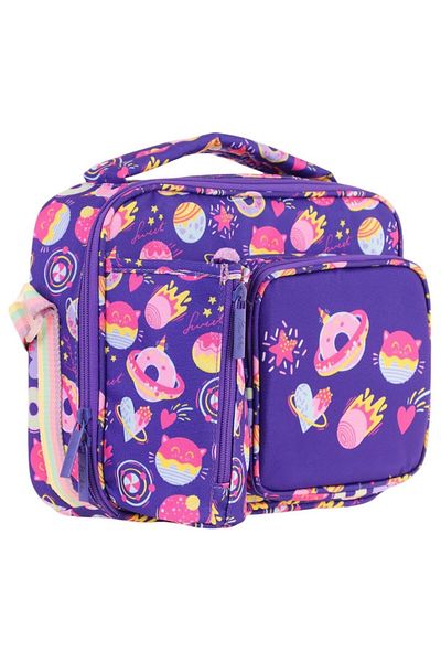 KAUKKO Girl's Purple Confectionery Thermal Insulated Three-Compartment (Water Bottle Pocket) School Lunch Bag L7216