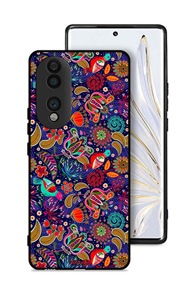 Tolwak غطاء حماية لهاتف Honor 70 بنقشة طيور وأوراق زهور ملونة