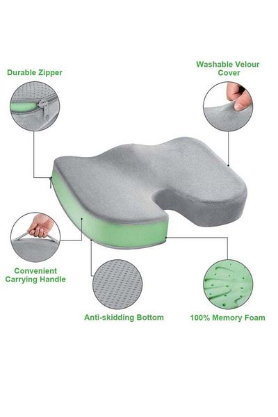 COOYA Chair Cushion with Memory Foam, Tailbone Cushions for Office Chair and Desk Chairs,Green