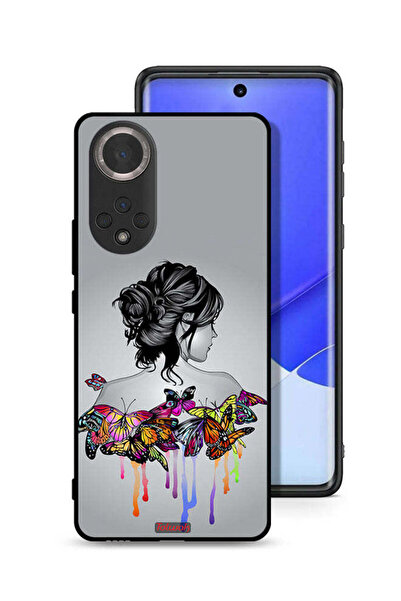 Tolwak غطاء حماية لهاتف Honor 50 برسومات فراشات وفتاة فنية تجريدية