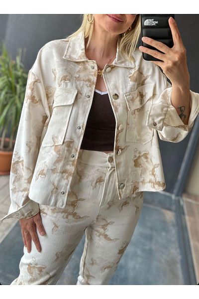 ribana Blugi din denim cu model oversize, cu tăietură largă, cu buzunare duble, cămașă de blugi sezoniere