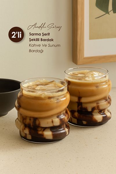 Anadolu Saray 2 Heat Resistant Borosilicate Wrap Strip Shaped Cups |   Coffee and Presentation Cup
