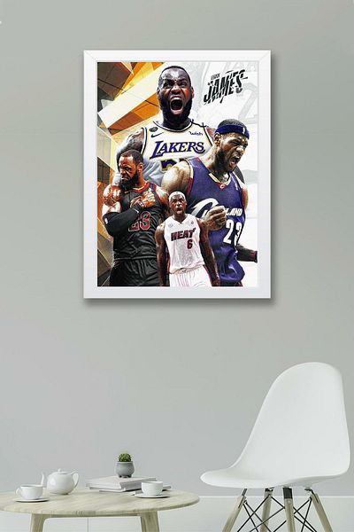 Saturn Lebron James Framed Painting - Basketball Nba Poster Painting