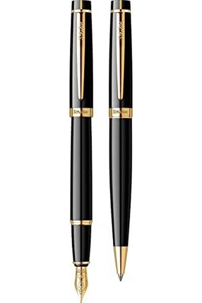 Mena Rise Şirinshop Honour 38 Fountain Pen Ballpoint Pen Set Black Gold 1108107