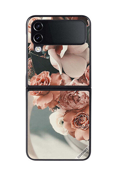 Covernex غطاء حماية لهاتف سامسونج جالاكسي زد فليب 4 - باقة من أزهار الخوخ الج...