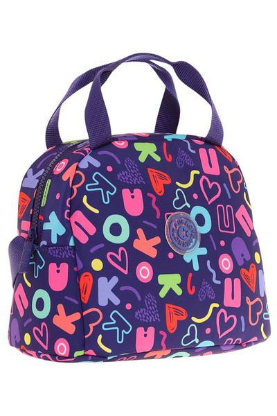 KAUKKO Special Navy Blue Heart and Kaukko Printed Lunchbox for Girls (Thermal Insulated) (K9057)