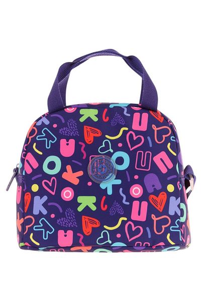 KAUKKO Special Navy Blue Heart and Kaukko Printed Lunchbox for Girls (Thermal Insulated) (K9057)