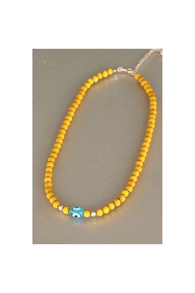 Skygo Yellow Color Wooden Beaded Women's Necklace - Tj-Bko5153