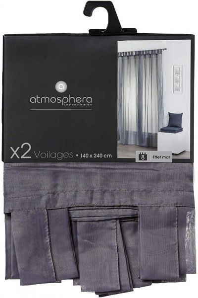 Atmosphera Atmosphéra curtain, polyester, grey, 140 x 240 cm