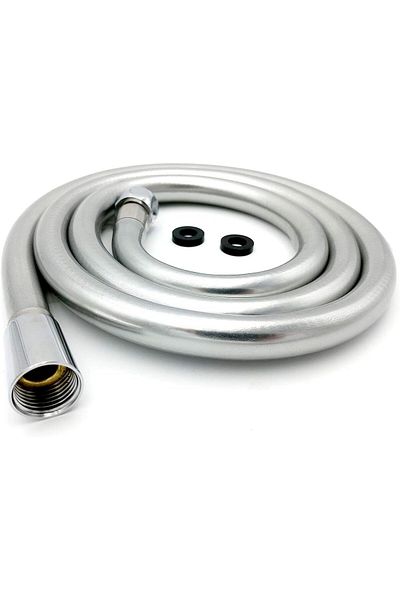 Mena Rise Şirinshop Home Wras 1.5m Straight Connection Smooth Pearl Silver Pvc Flexible Kink Anti-Kink Shower