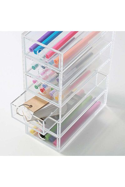 Muji Acrylic 6 Unit Drawer Stand, W 8.7 x D 17 x H 25.2 cm