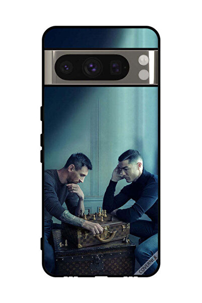 Covernex غطاء حماية لهاتف جوجل بيكسل 8 برو ميسي ضد رونالدو يلعبان الشطرنج