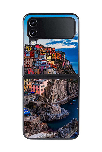 Covernex غطاء حماية لهاتف سامسونج جالاكسي زد فليب 4 - منازل ملونة على البحر