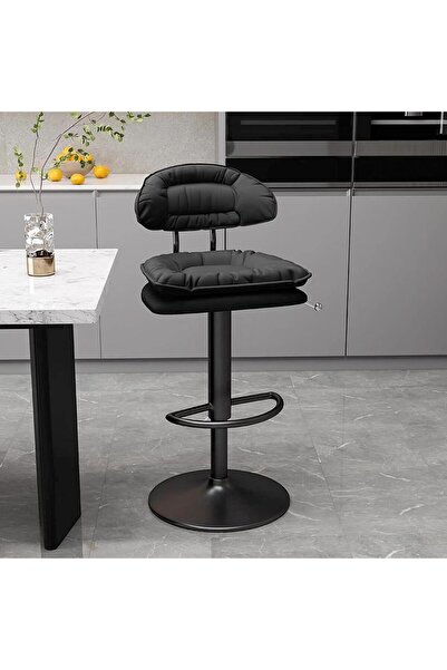 Quasar & Co. Set of 2 bar stools, swivel, height-adjustable, suitable for the kitchen, metal/eco-leather, black