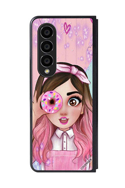 Covernex غطاء حماية لهاتف سامسونج جالاكسي زد فولد 4، رسم فتاة محبة للدونات