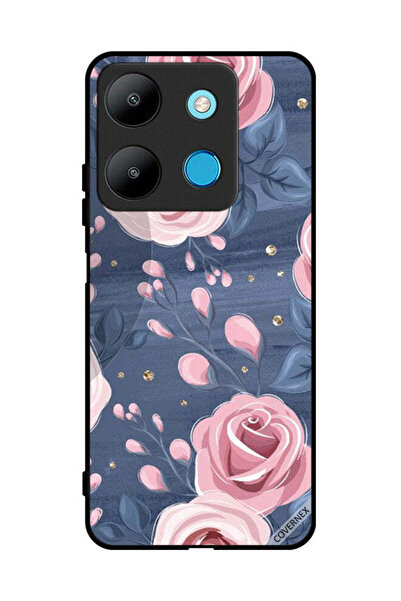 Covernex غطاء حماية لهاتف إنفينيكس سمارت 7 بنقشة الورود والأوراق