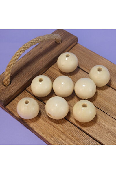 Prestij Boncuk خرز خشب كريمي ملمع 30 ملم خرز خشب غير معالج 1 كجم