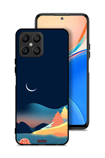 Tolwak Honor X8 4G Protective Case Cover Moon Abstract Drawing Art