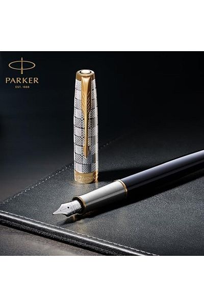 Mena Rise Diyar-Ifırsatshop Sonnet Stainless Steel Gold Design Fountain Pen, Medium Thickness Nib, m