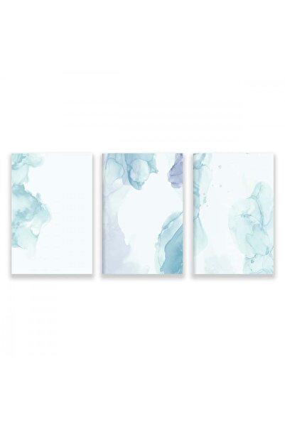 4gdran ثلاث لوحات قماشية مودرن بتصميم رسم تجريدي مع برواز بني مجوف