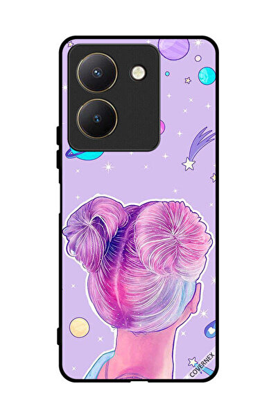 Covernex غطاء حماية لهاتف فيفو Y27s، رسم فتاة ونجوم الفضاء