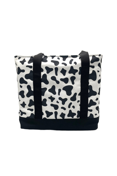 Differ Studio Αδιάβροχη τσάντα πολλαπλών χρήσεων με μοτίβο αγελάδας 2 τεμαχίων με μαύρη εσωτερική τσάντα παραλίας/μπράτσο/ώμος/αθλητική/τσάντα ταξιδιού