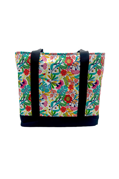 Differ Studio Τσάντα παραλίας/μπράτσο/ώμου/αθλητική/ταξιδιωτική τσάντα πολλαπλών χρήσεων με μοτίβο λουλουδιών 2 τεμαχίων αδιάβροχη μαύρη εσωτερική τσάντα