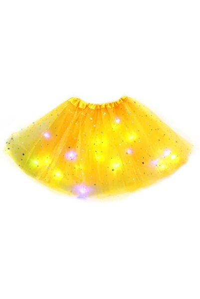 Avaleea Fustă tutu de balet galbenă cu LED-uri multicolore pentru fete, model...