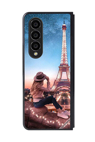 Covernex غطاء حماية لهاتف سامسونج جالاكسي زد فولد 4 بتصميم فتاة القبعة وبرج إيفل