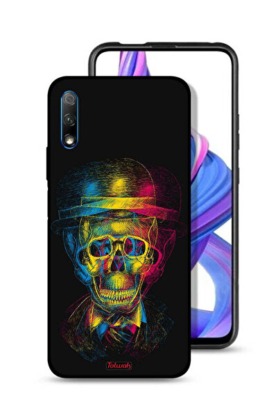 Tolwak غطاء حماية لهاتف Honor 9X (الصين) بتصميم جمجمة وقبعة ملونة وفن خيالي