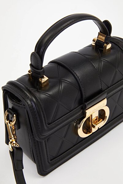 Levidor Premium Baklava Desen Kilitli El Çantası Siyah