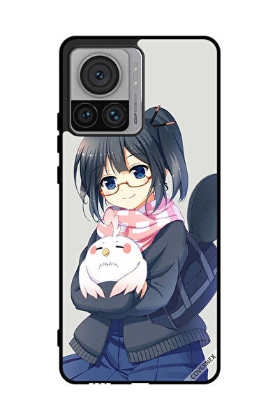 Covernex غطاء حماية لهاتف موتورولا موتو X30 برو - رسمة فتاة تحمل حيوانًا أليفًا