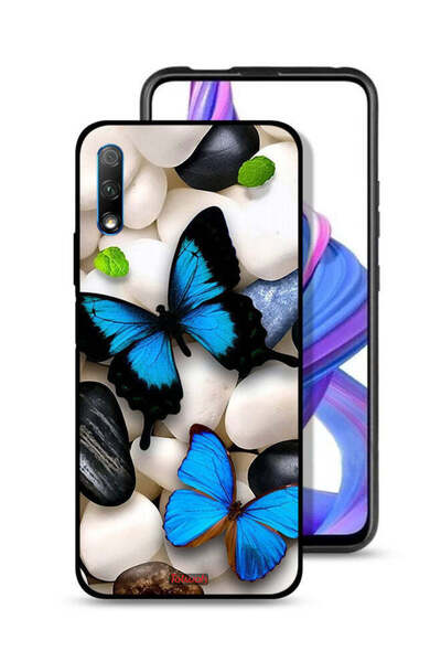 Tolwak غطاء حماية لهاتف Honor 9X (الصين) بنقشة فراشات على الحجارة