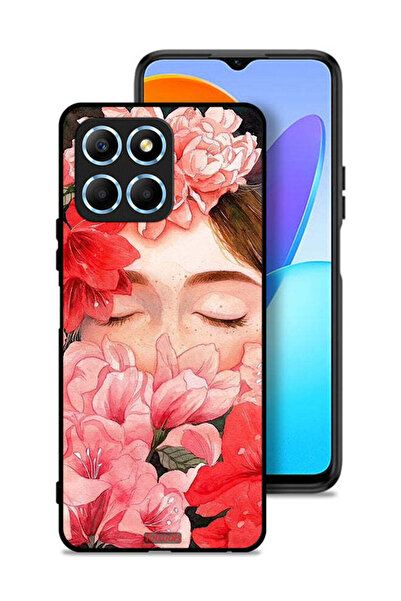 Tolwak غطاء حماية لهاتف Honor X8 5G برسومات زهور ووجه فتاة مخفي