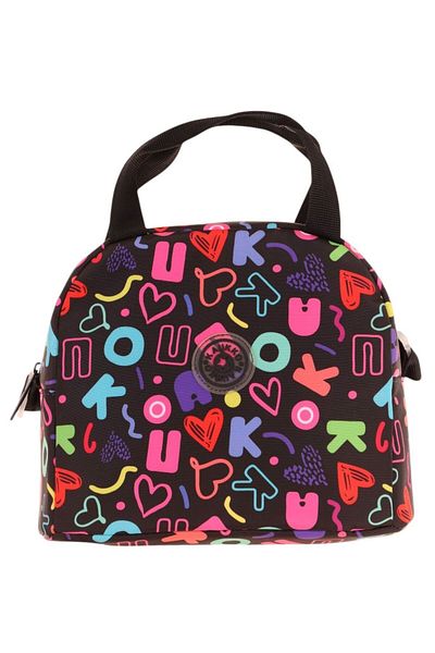 KAUKKO Black Heart and Kaukko Printed Lunchbox for Girls (Thermal Insulated) (K9056)
