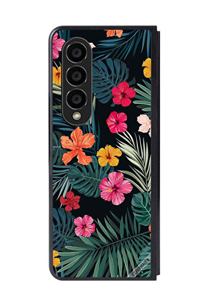 Covernex غطاء حماية لهاتف سامسونج جالاكسي زد فولد 4، زهور متعددة الألوان وريش...