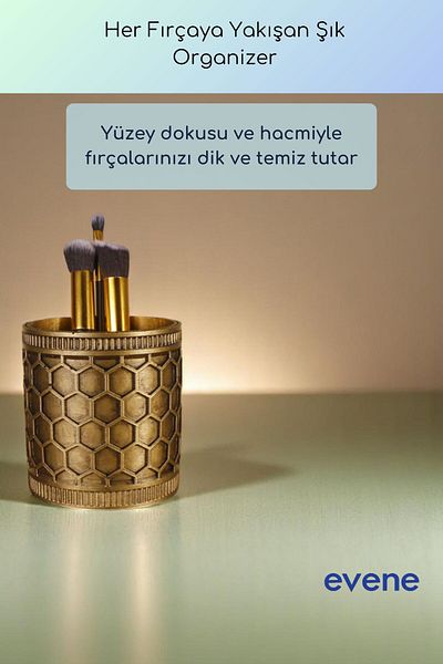 Evene Makeup Organizer Θήκη για πινέλο μακιγιάζ Organizer Organizer Χρυσό Αντίκα Χρώμα Μοντέλο 81