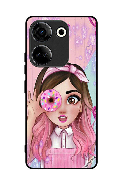 Covernex غطاء حماية لهاتف تكنو كامون 20 - رسم فتاة محبة للدونات