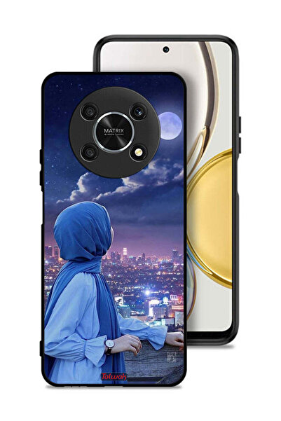 Tolwak غطاء حماية لهاتف Honor X9 5G بطبعة فتاة محجبة تنظر إلى القمر