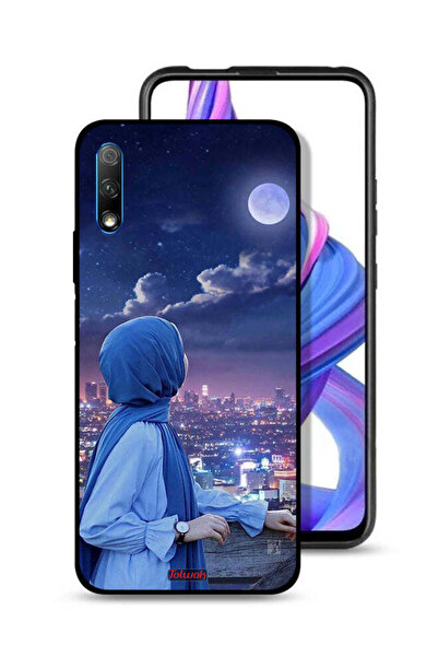 Tolwak غطاء حماية لهاتف Honor 9X (الصين) مع صورة فتاة محجبة تنظر إلى القمر
