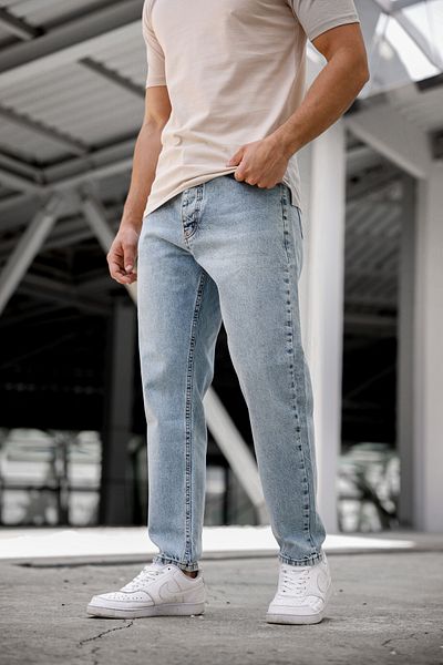 Newtime Men's Boyfriend Light Blue Snow Wash 100% Koton Relaxed Fit Jeans