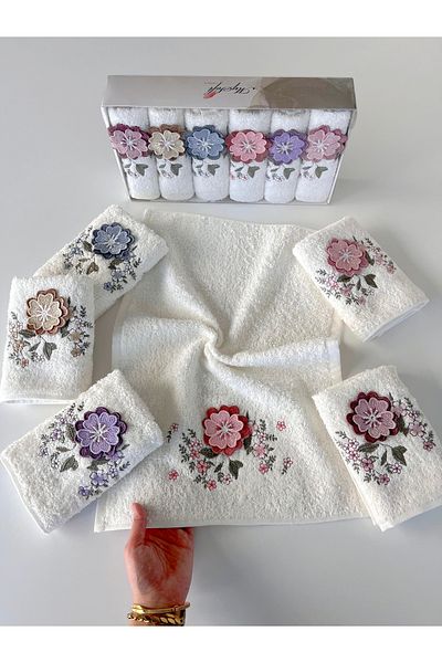 sarra Mysoft 6-Pack 30X50 3D Embroidered Towel - Violet