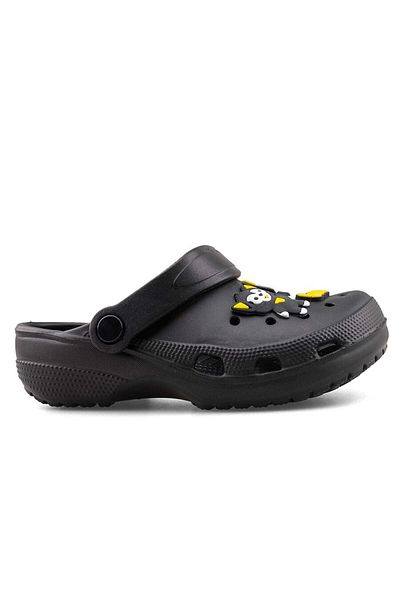 İncim Black Figured Daily Garden Seaside Beach Nursery Unisex Children's Slippers & Sandals