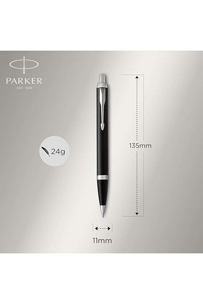 Mena Rise Diyar-Ifırsatshop Im Lacquer Black Chrome Design Ballpoint Pen, Medium Thickness Nib, Blue Mür