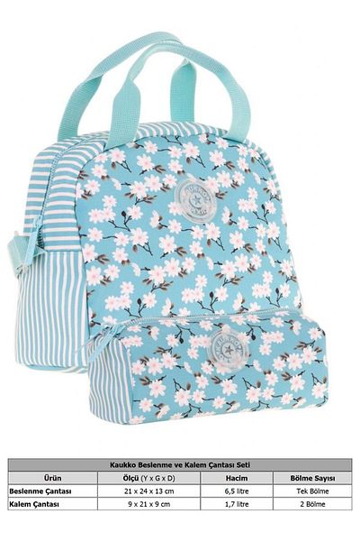 KAUKKO Soft Floral Girl's Lunchbox (K9071) and Pen Holder (K2707) Set
