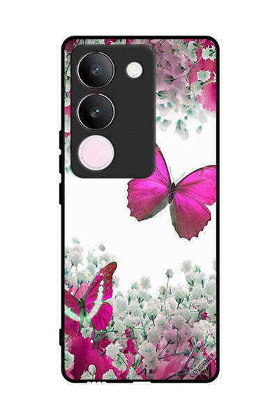 Covernex غطاء حماية لهاتف فيفو V29 برسومات فراشات جميلة وورود صغيرة