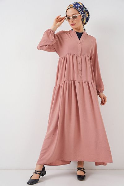Bigdart 2527 Women's Long Hijab Dress - Salmon