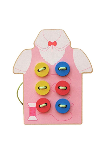 OEM Set educativ de cusut din lemn Camasuta Roz 8x13 cm